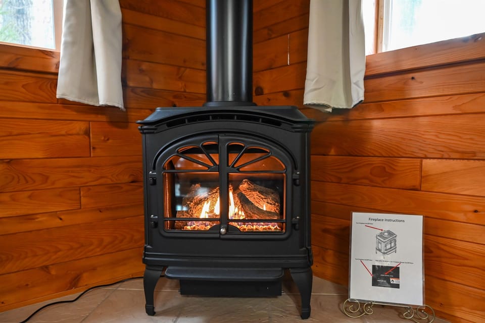 Cabin's Indoor Gas Fireplace