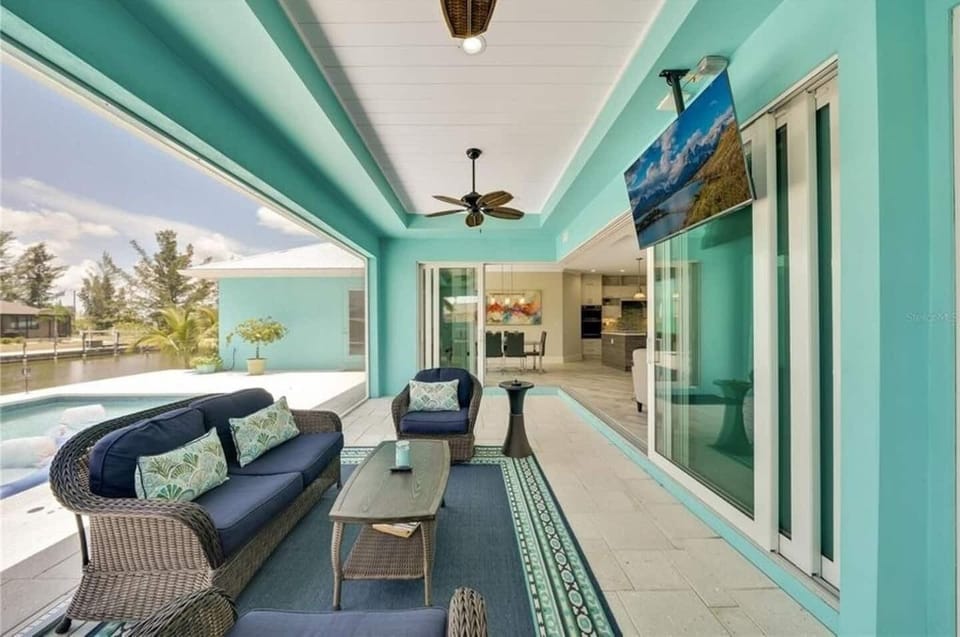 Outdoor screened patio with TV 
