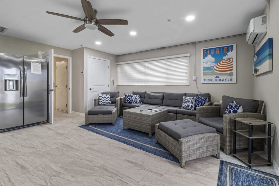 The first floor bonus rooms walks right out to the pool and plenty of seating