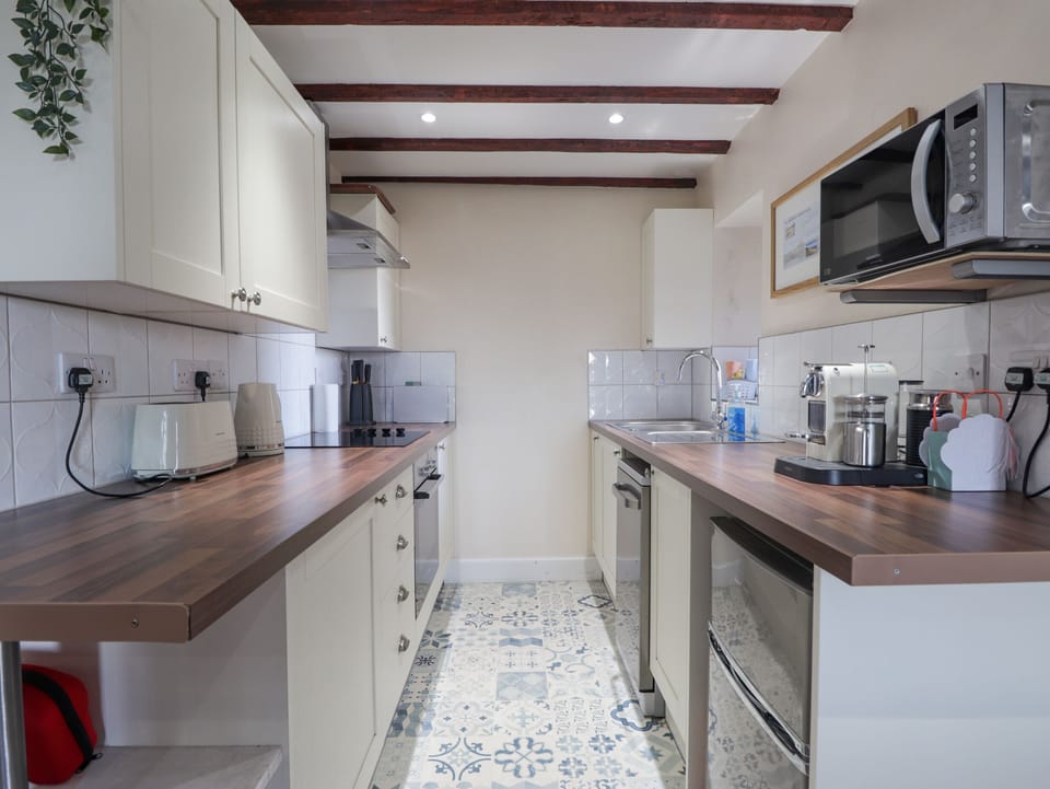 Fridge, dishwasher, electric kettle, toaster