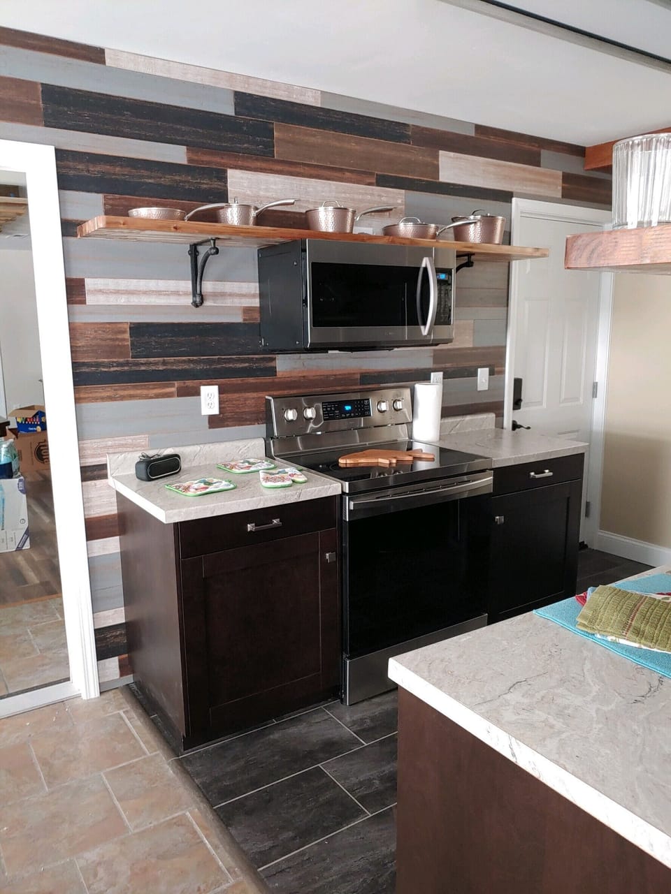 Full kitchen.  View through the door is to the family room. 