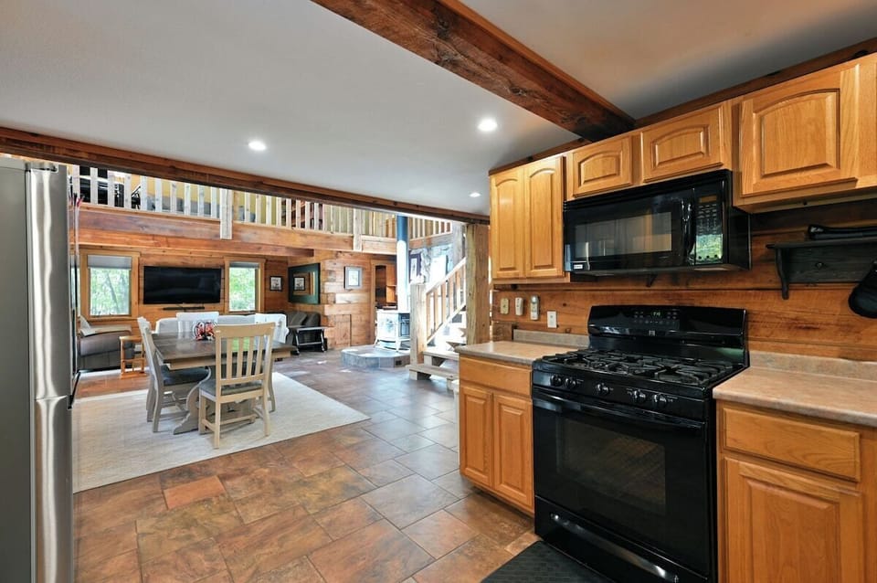 Whispering Waters Lodge has a large kitchen for those families that like to cook together.
