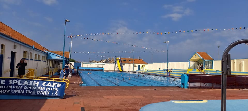 Local heated sea water swimming pool in summer months