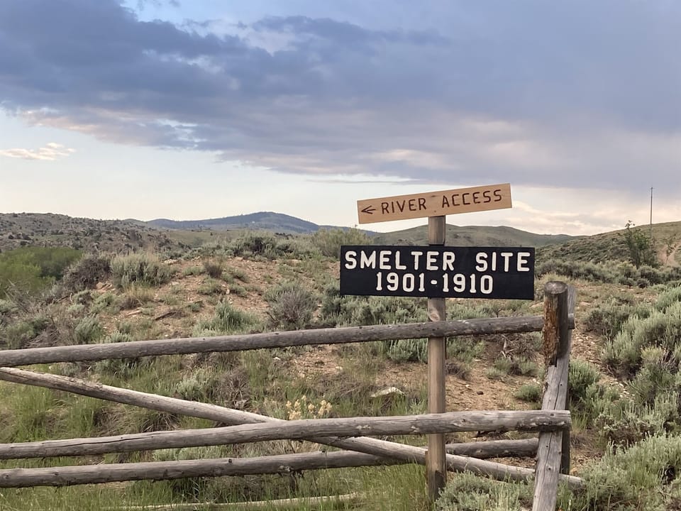 A five minute walk from the cabins, you'll find river access and the historic site of the Boston Wyoming Smelter.
