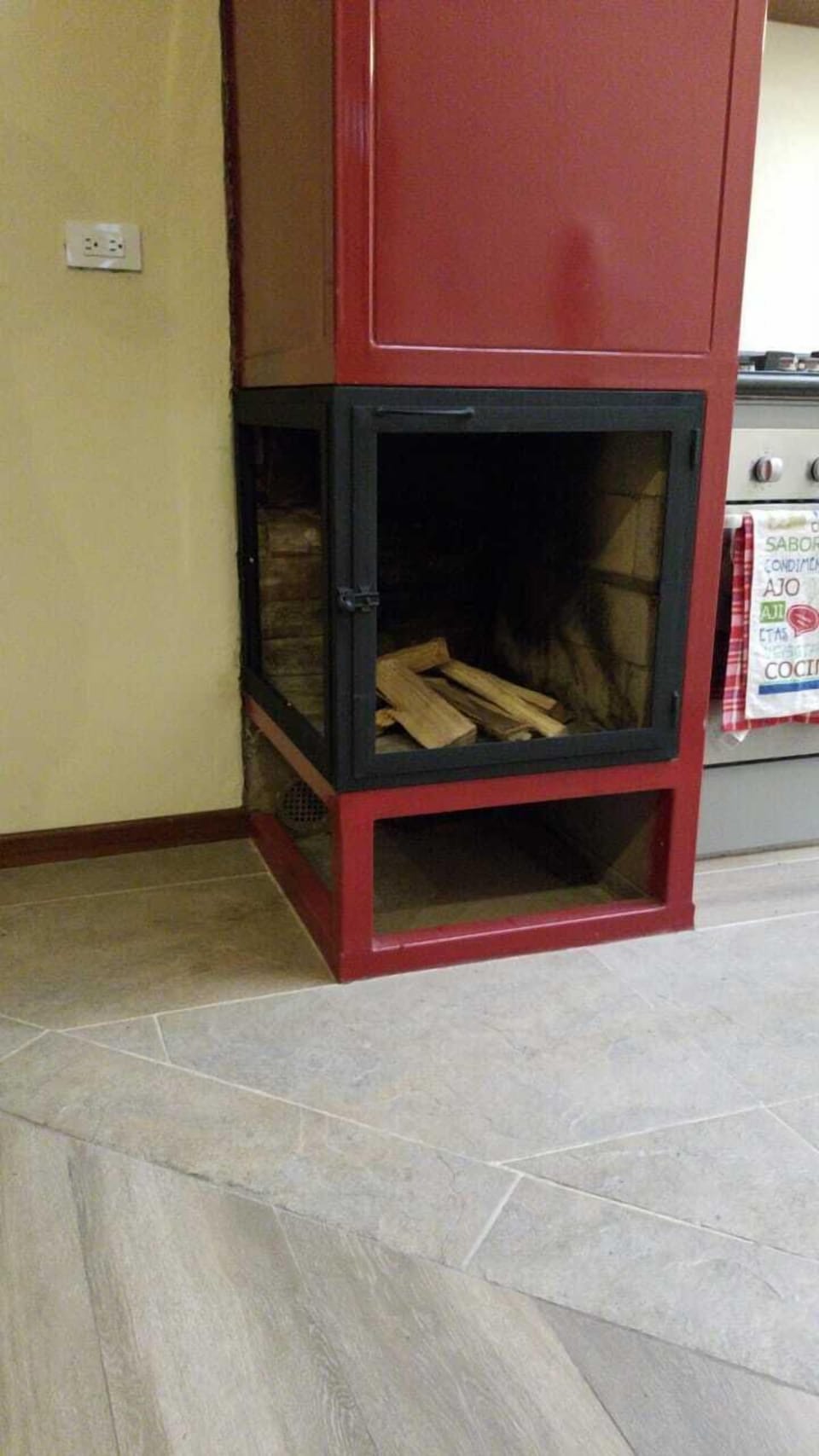 Wooden fireplace
