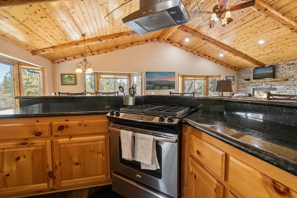 The COOK wont miss a beat with the great view from the kitchen. Everything a cook needs to set the stage for the next epic family gathering.