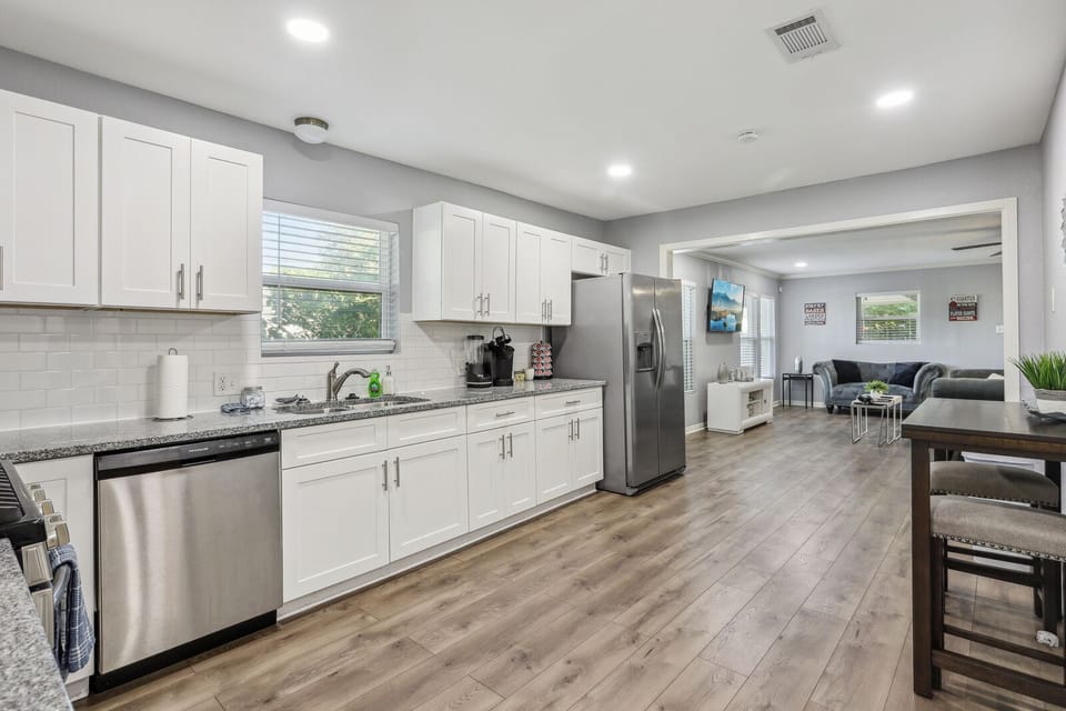 Large Modern Kitchen with stainless steel appliances