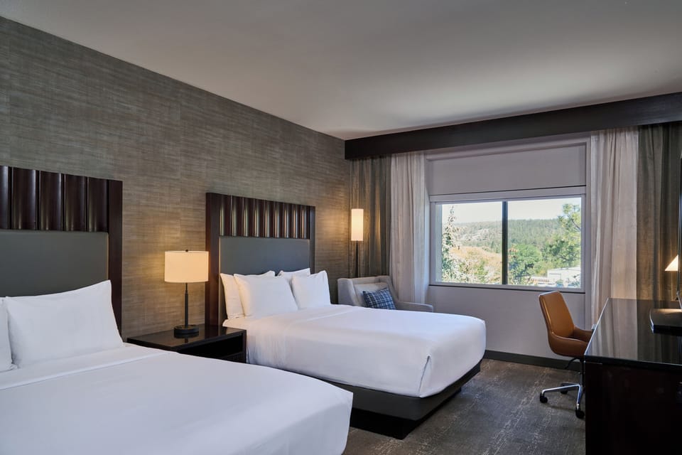 Room, 2 Queen Beds | In-room safe, desk, blackout drapes, iron/ironing board