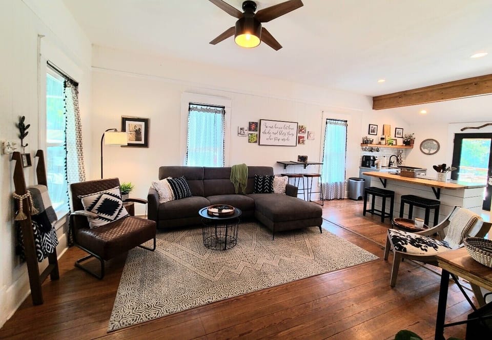 Sofa with chaise, recliner & charging station