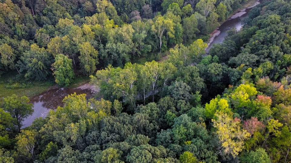The property sits on the cliffs overlooking the  scenic Grand River 