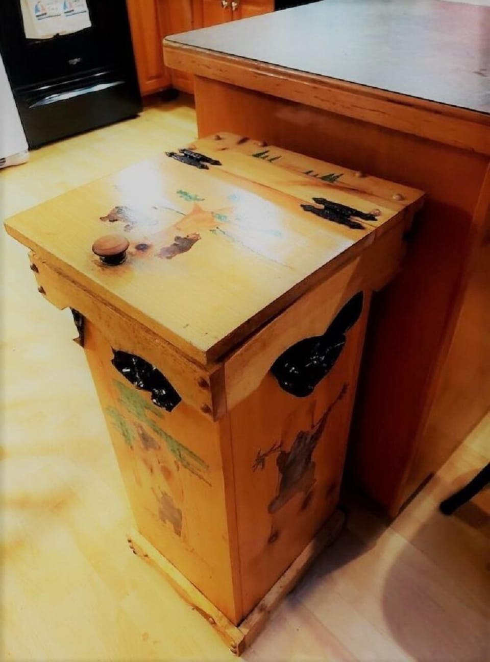 One of my favorite details of the home. Have you seen a bear carved trashbin?