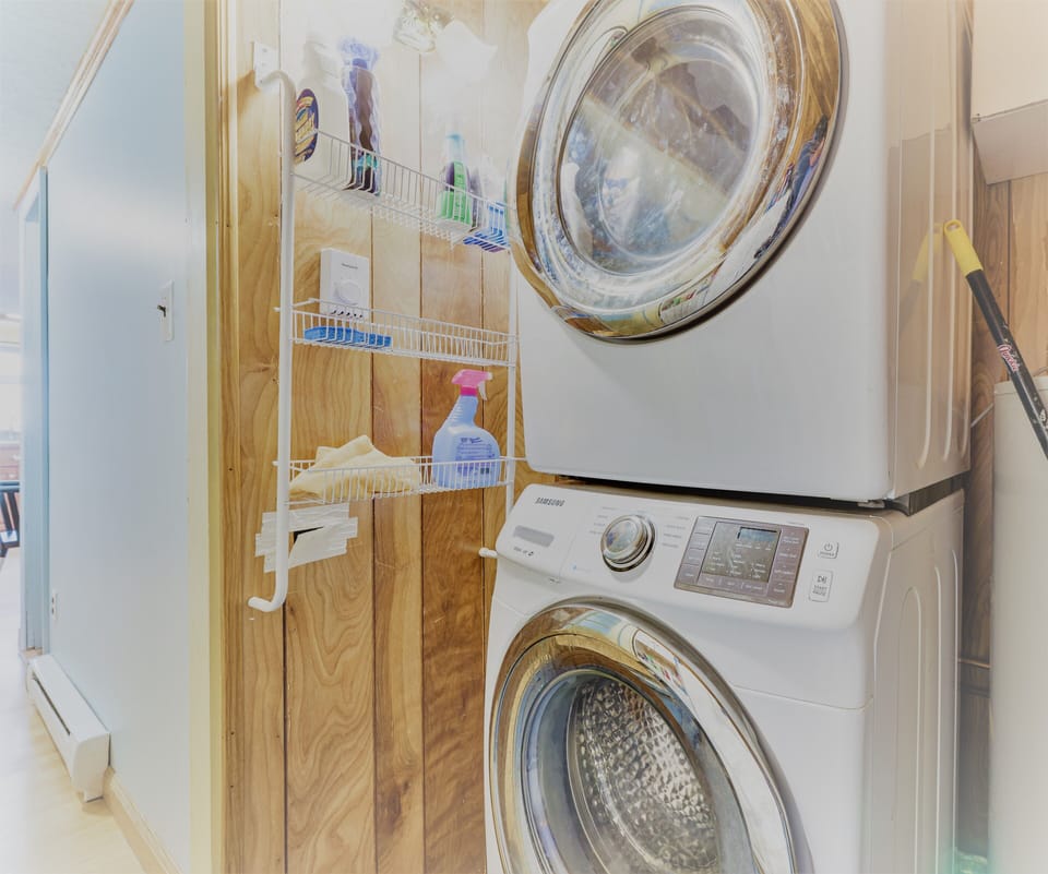 Washer and dryer available for you to use.  No need to go to a laundromat.