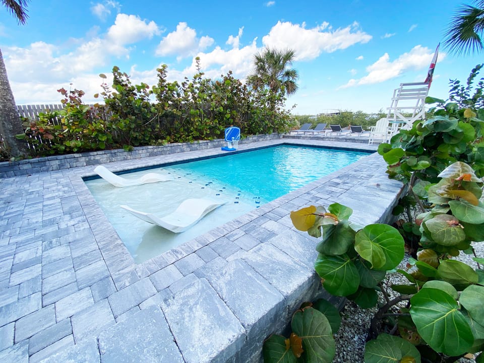 Beautiful pool right on the water.