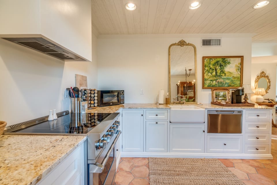 Custom kitchen cabinets with slide in range and hood