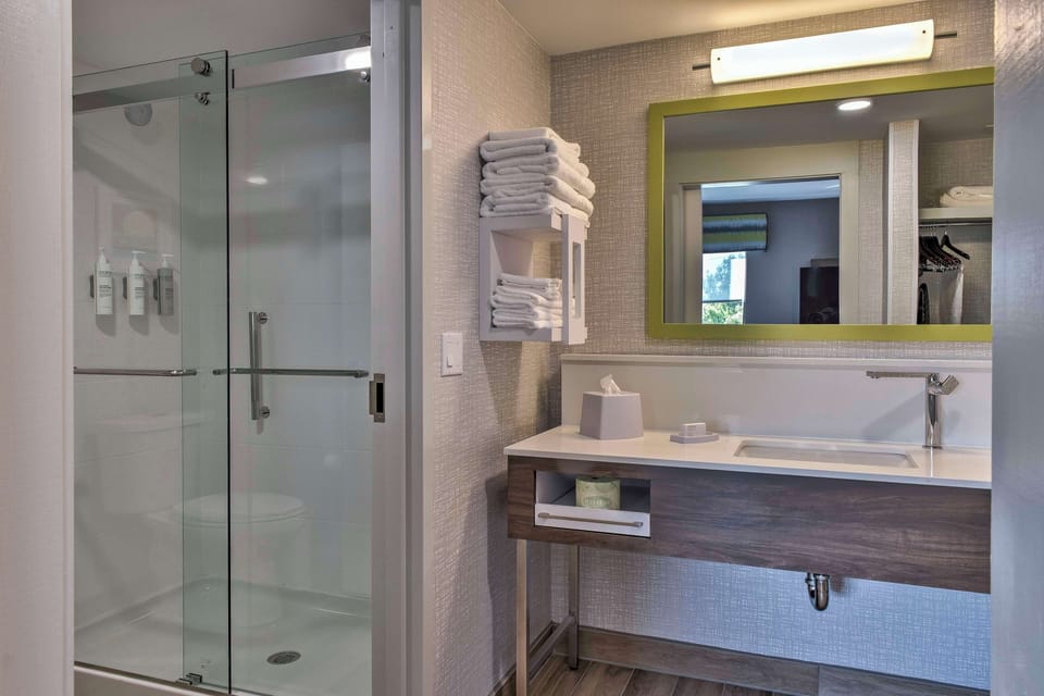 Studio, 1 King Bed, Refrigerator & Microwave (Wet bar) | Bathroom shower