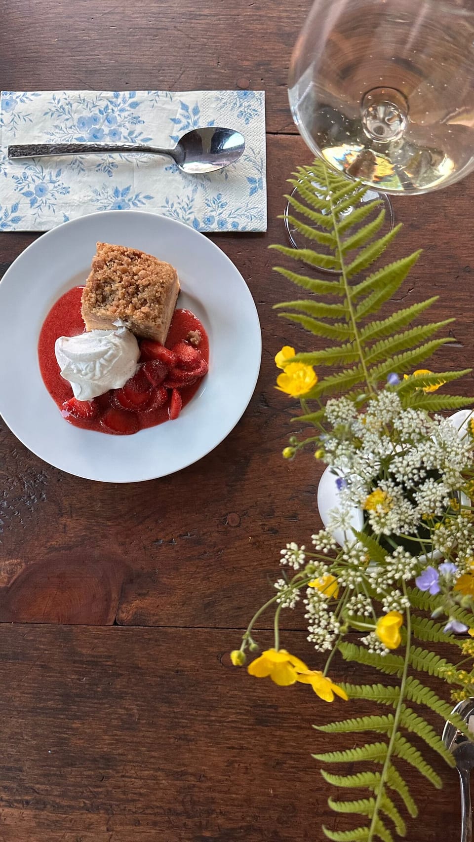 Private Chef dessert with local strawberries and homemade whip cream. 