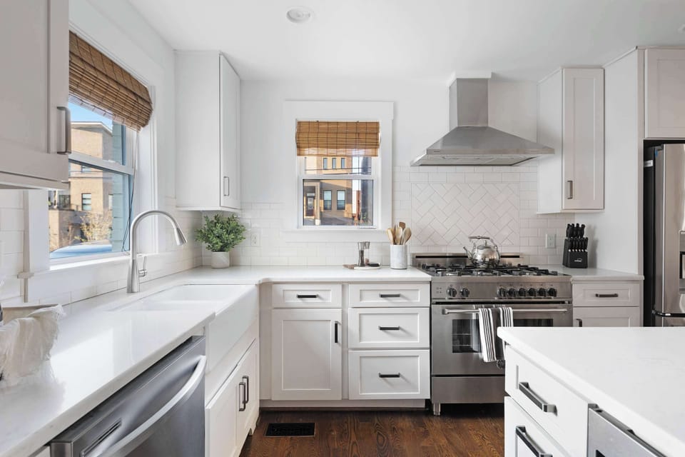 Gourmet kitchen with stainless steel appliances and plenty of prep space