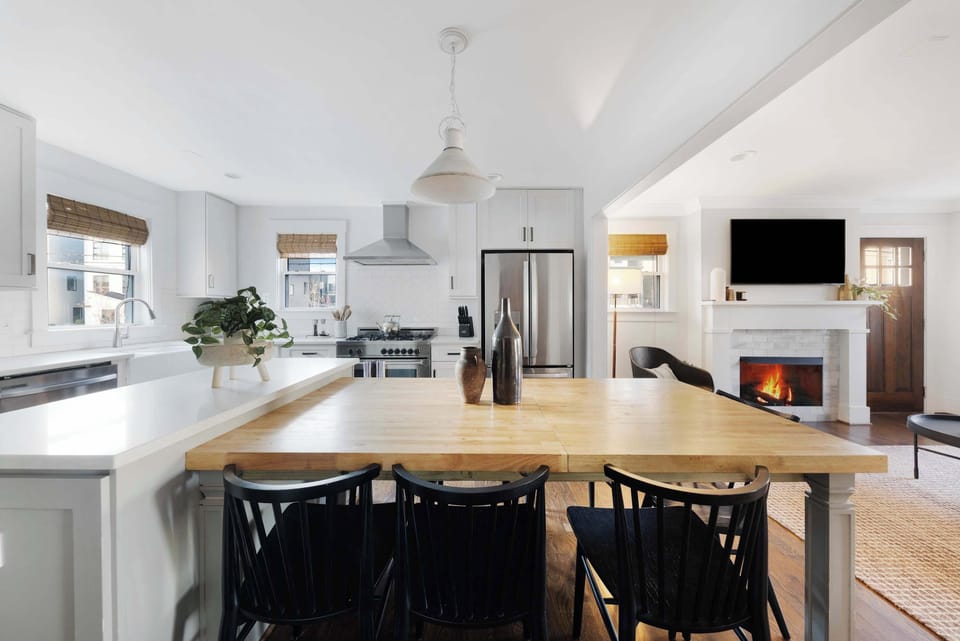 Open kitchen + dining space perfect for family gatherings