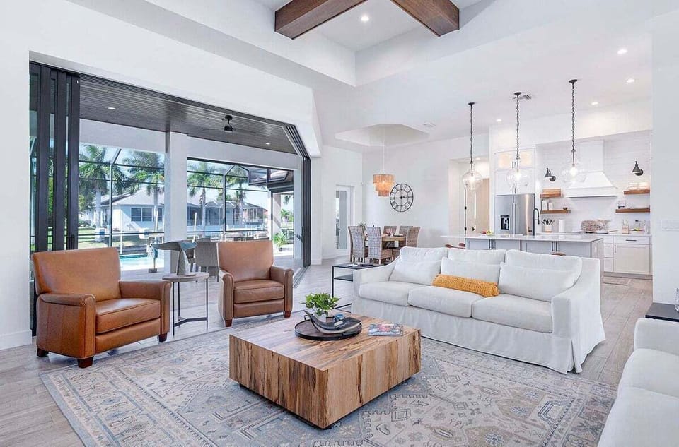 Living Room & Open Kitchen with Large Island