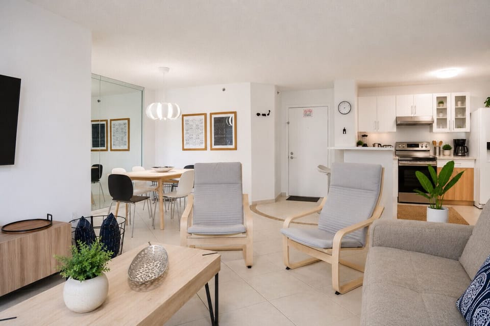 Spacious open-concept living and dining area designed for comfort during extended stays.