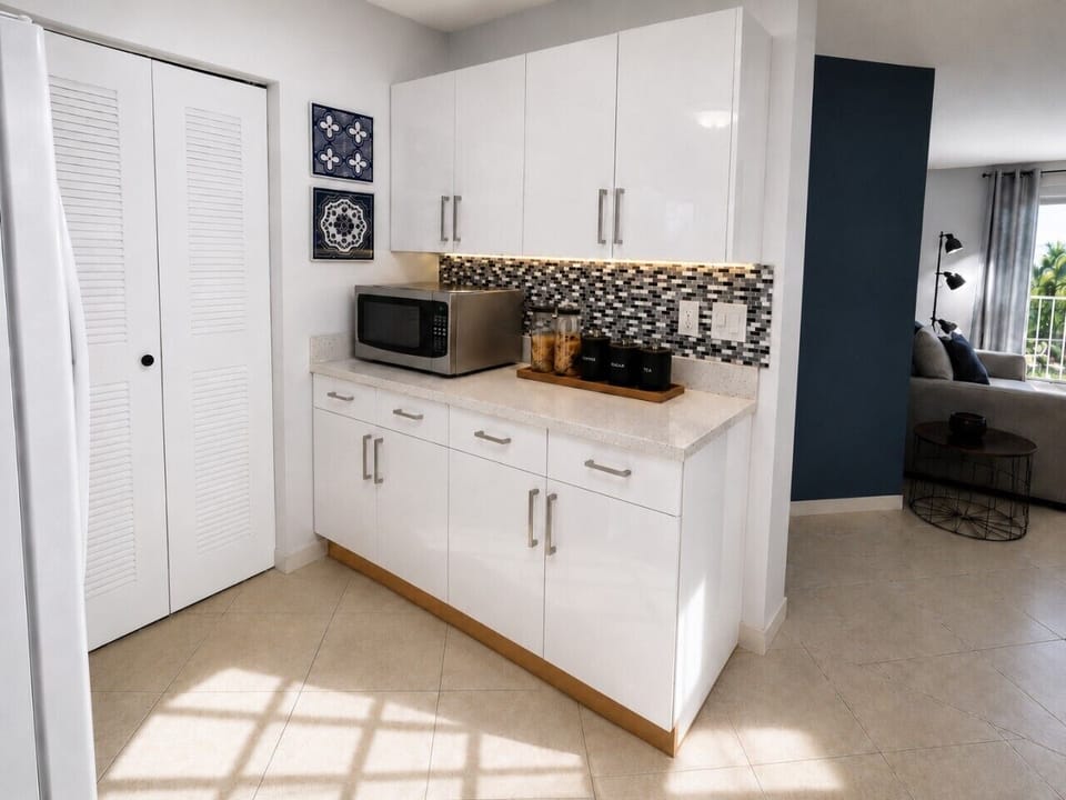 Extra kitchen storage and prep space make cooking and organizing meals easy during your stay.