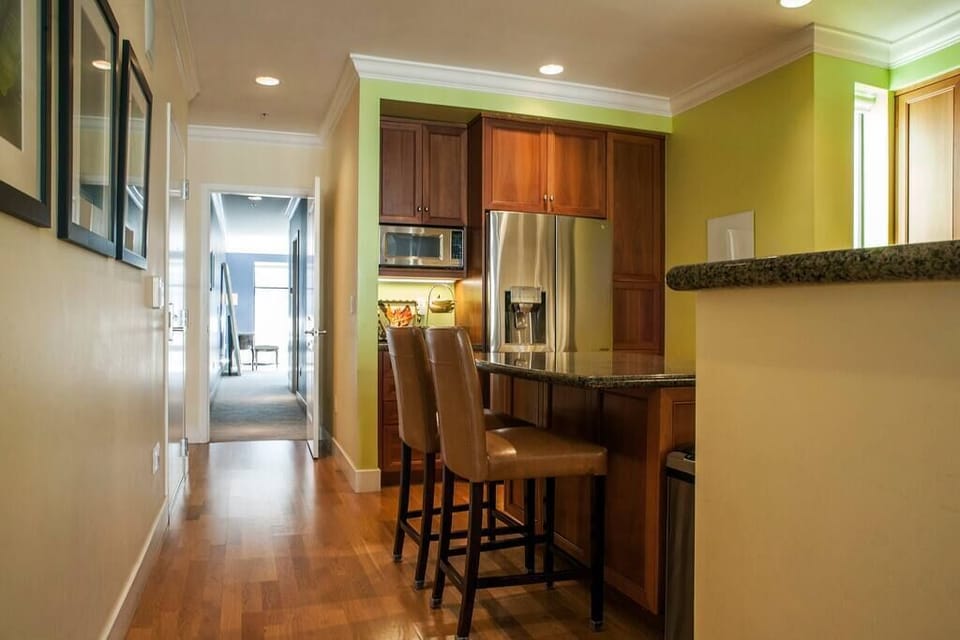 Kitchen connects to Master bedroom  just beyond.