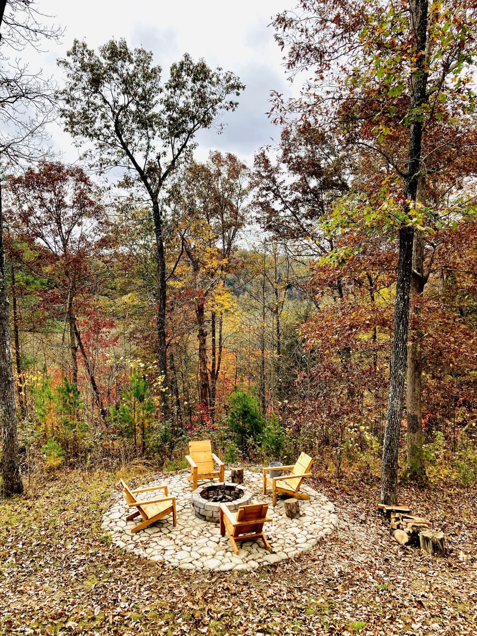 Fire pit where smores and ghost stories are shared