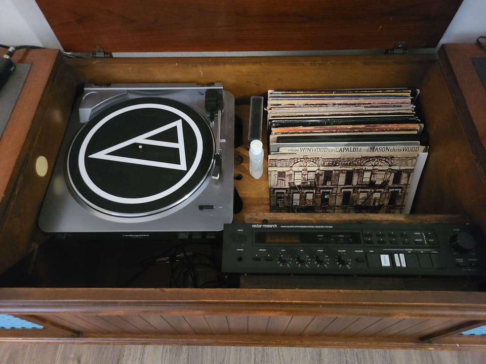 Turntable and a curated selection of vinyl for your stay.