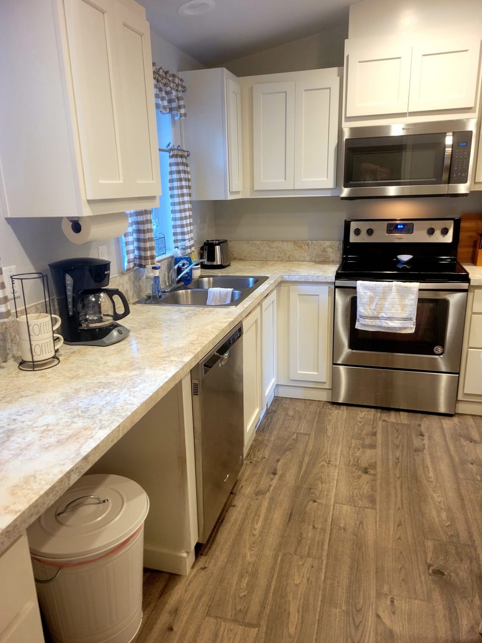 Kitchen includes coffee pot, instant pot, and just about everything you'll need.