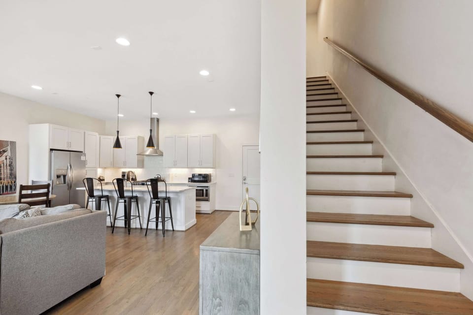 Walk into the open concept first level. 