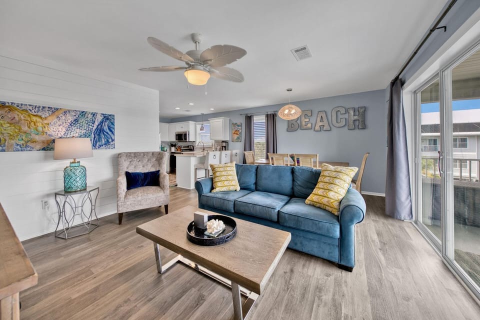 A view of the living room into the kitchen