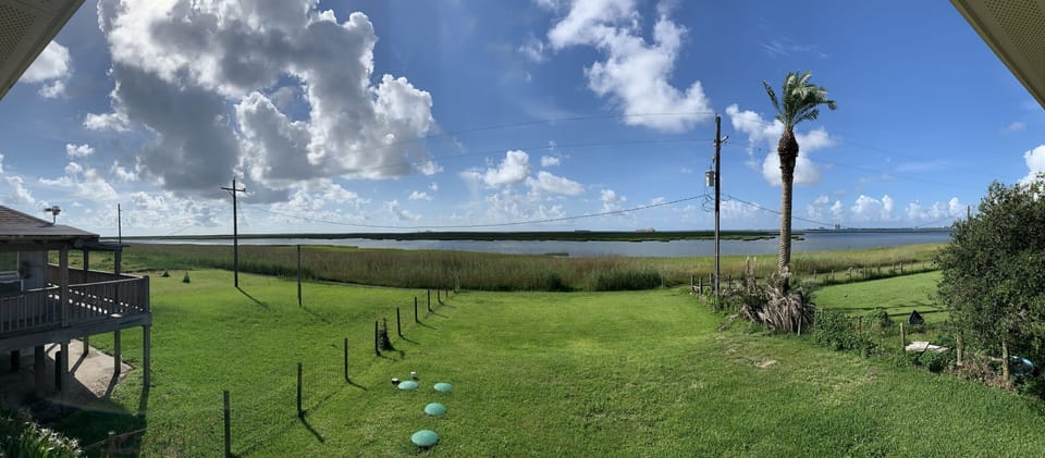 panoramic view of the gulf from the patio.