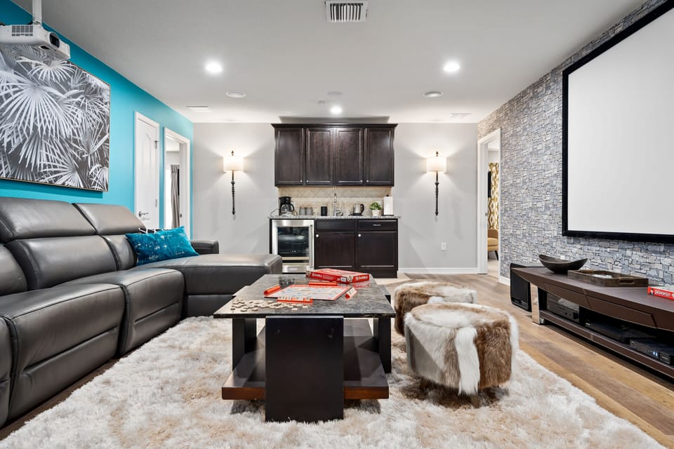 Fantastic theater room with projector screen
