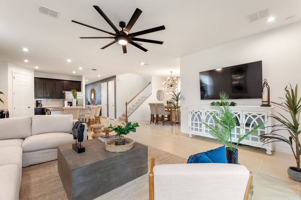 Living area overlooking the kitchen