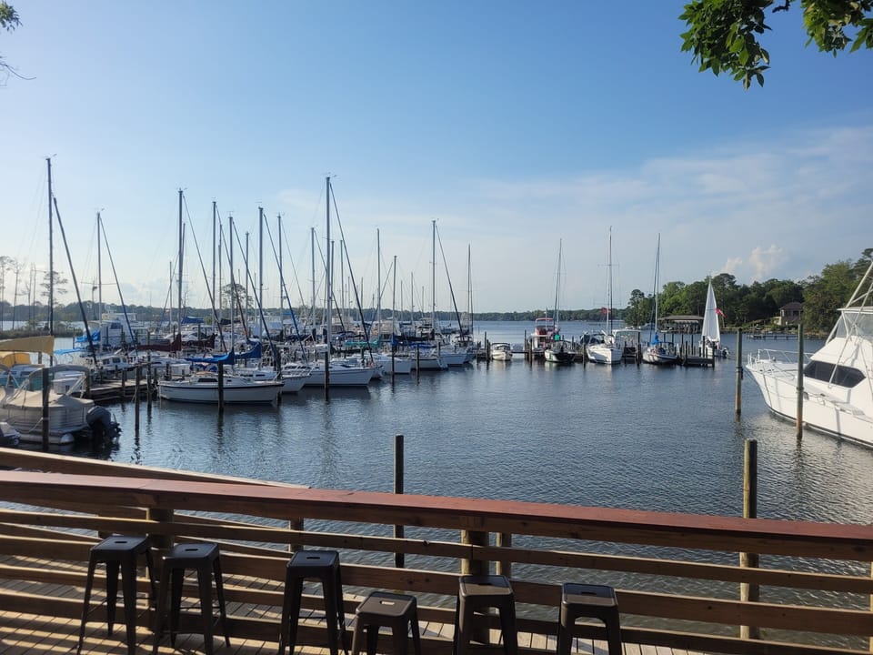 Bluewater Bay Marina complex (1.5 miles down our street)