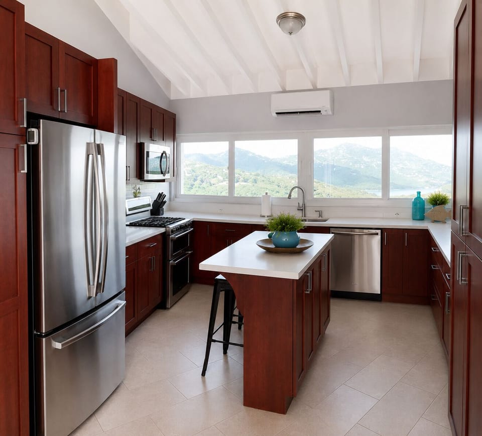Fully equipped kitchen with everything you need to cook and dine in, 