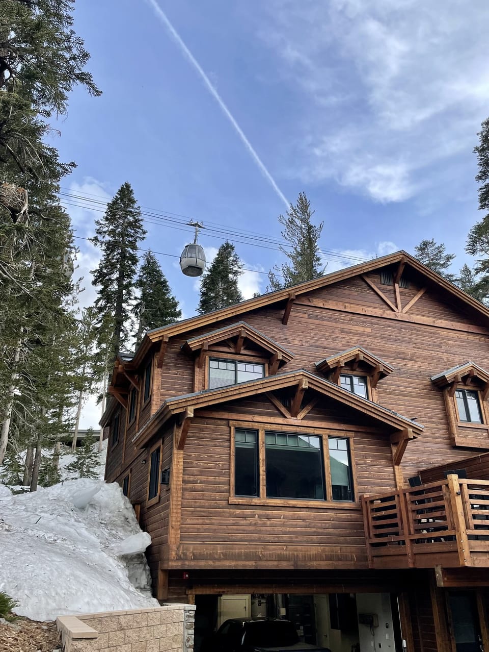 Gondola glides over the rooftop