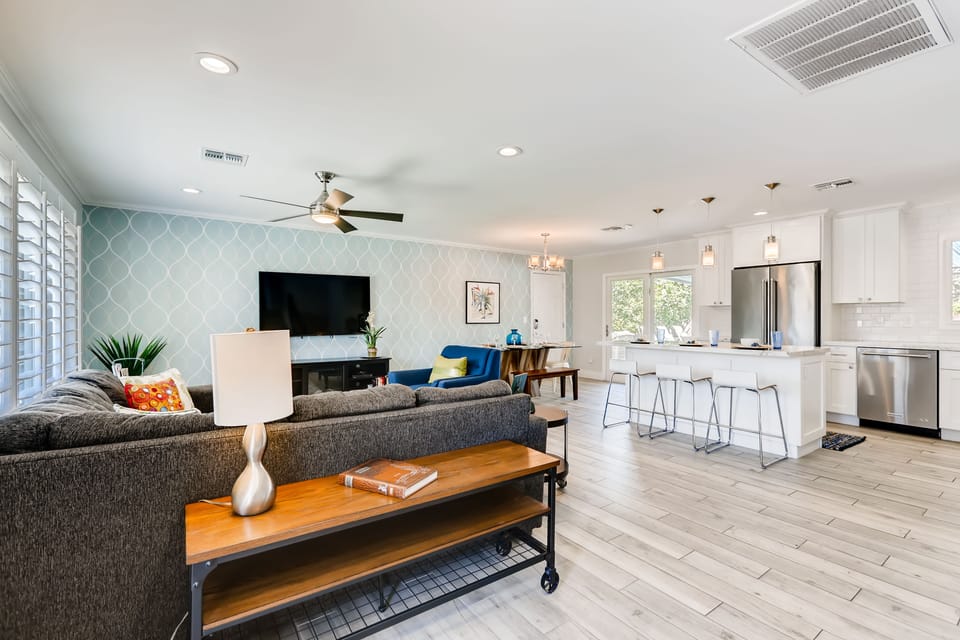 Main living area and kitchen
