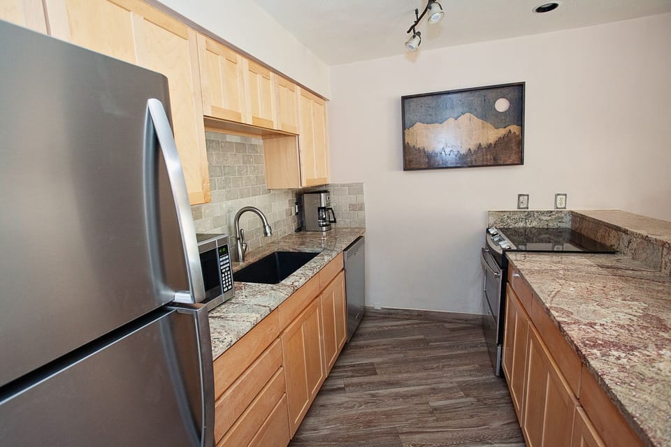 Kitchen with stainless steel appliances