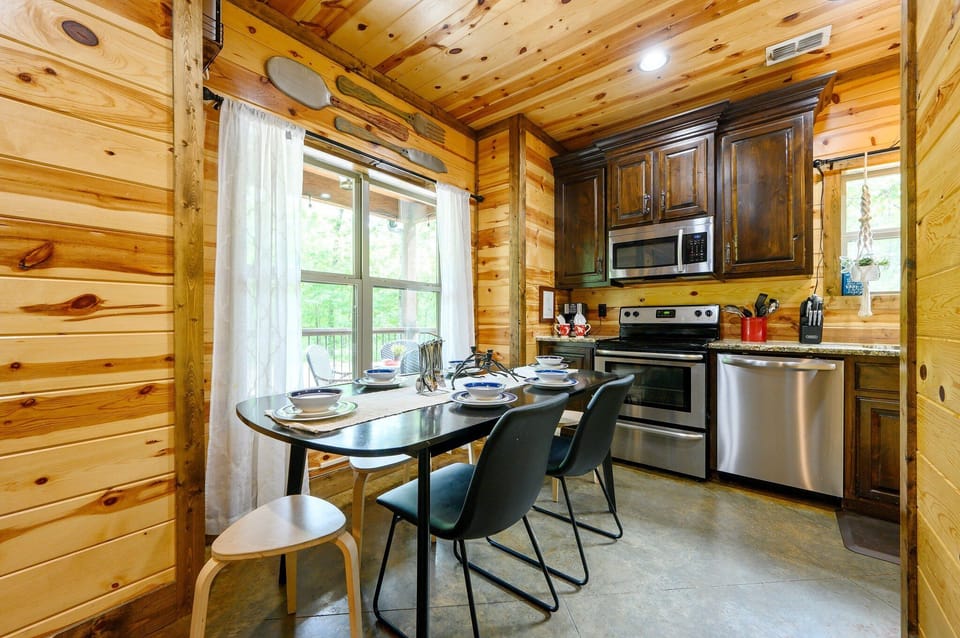 The dining table seats 8 and provides the perfect spot to enjoy some good food & company!
