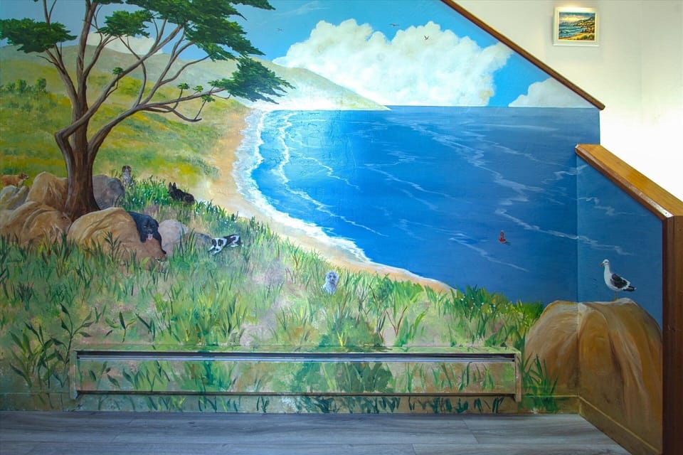 A beautiful mural greets you upon arrival