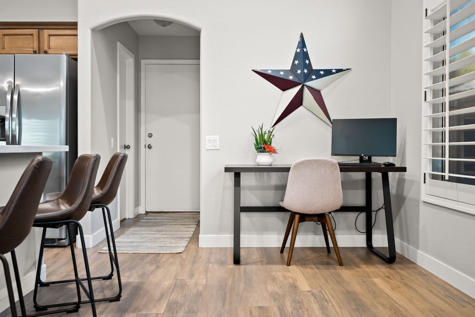 Need a work station to work remotely? Monitor w/ bluetooth mouse and keyboard. 