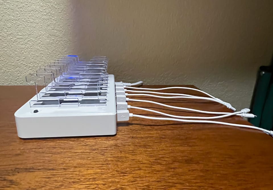 Charging station in the laundry room 