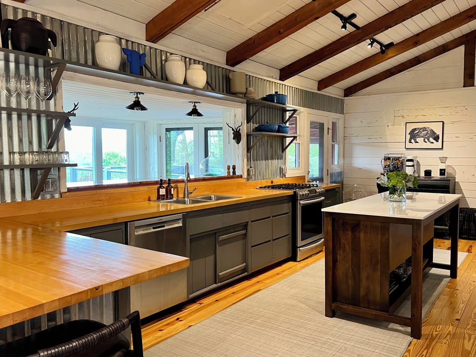 Spacious fully-stocked open plan kitchen