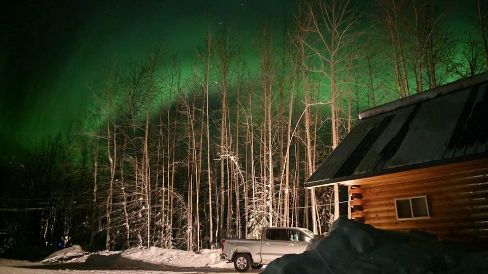 Northern lights over Moose Tracks.  Taken by a guest January 2023.