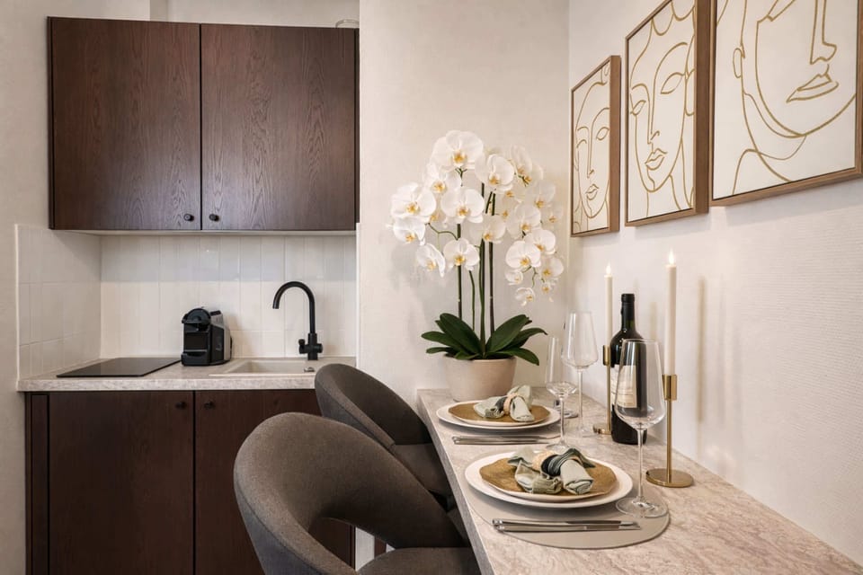 A table for two, perfect for dining or working.