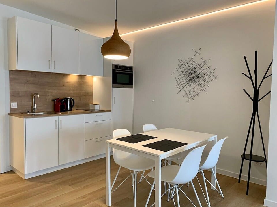 Deluxe Apartment, 1 King Bed | Private kitchen | Full-size fridge, microwave, stovetop, espresso maker