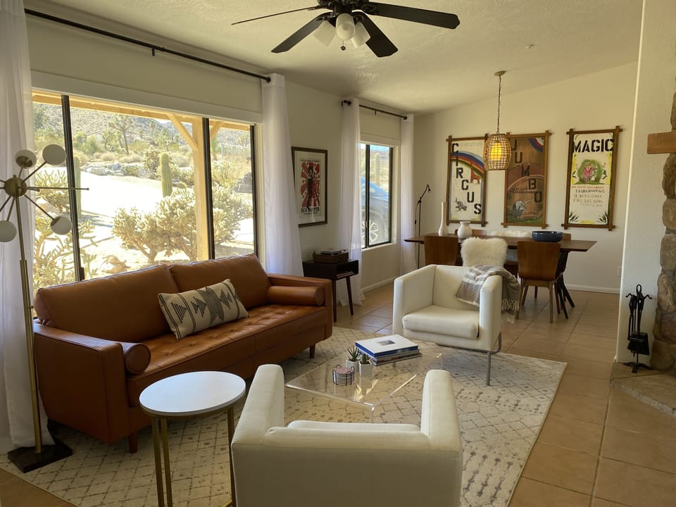Living and Dining room with Fireplace