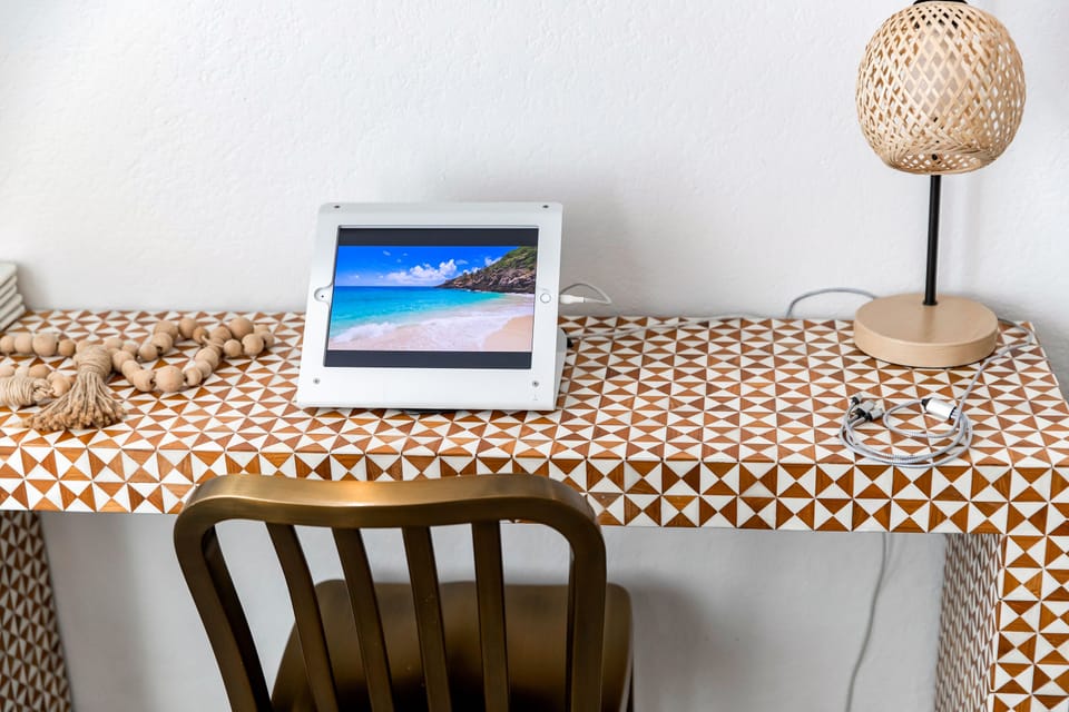 Living room workspace with ipad