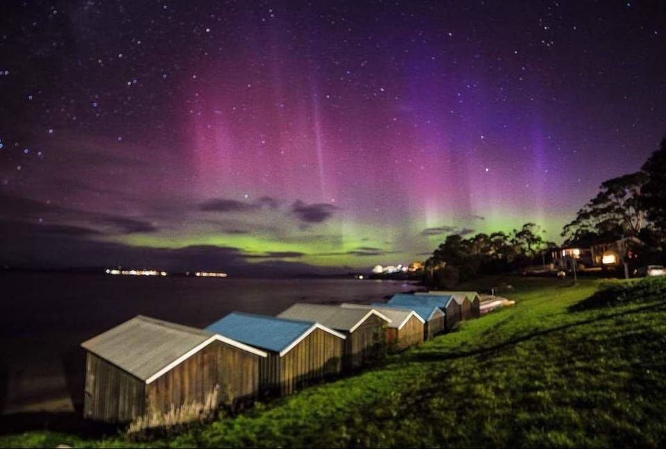The southern lights, Aurora from Taroona Beach, just down the road from the home.